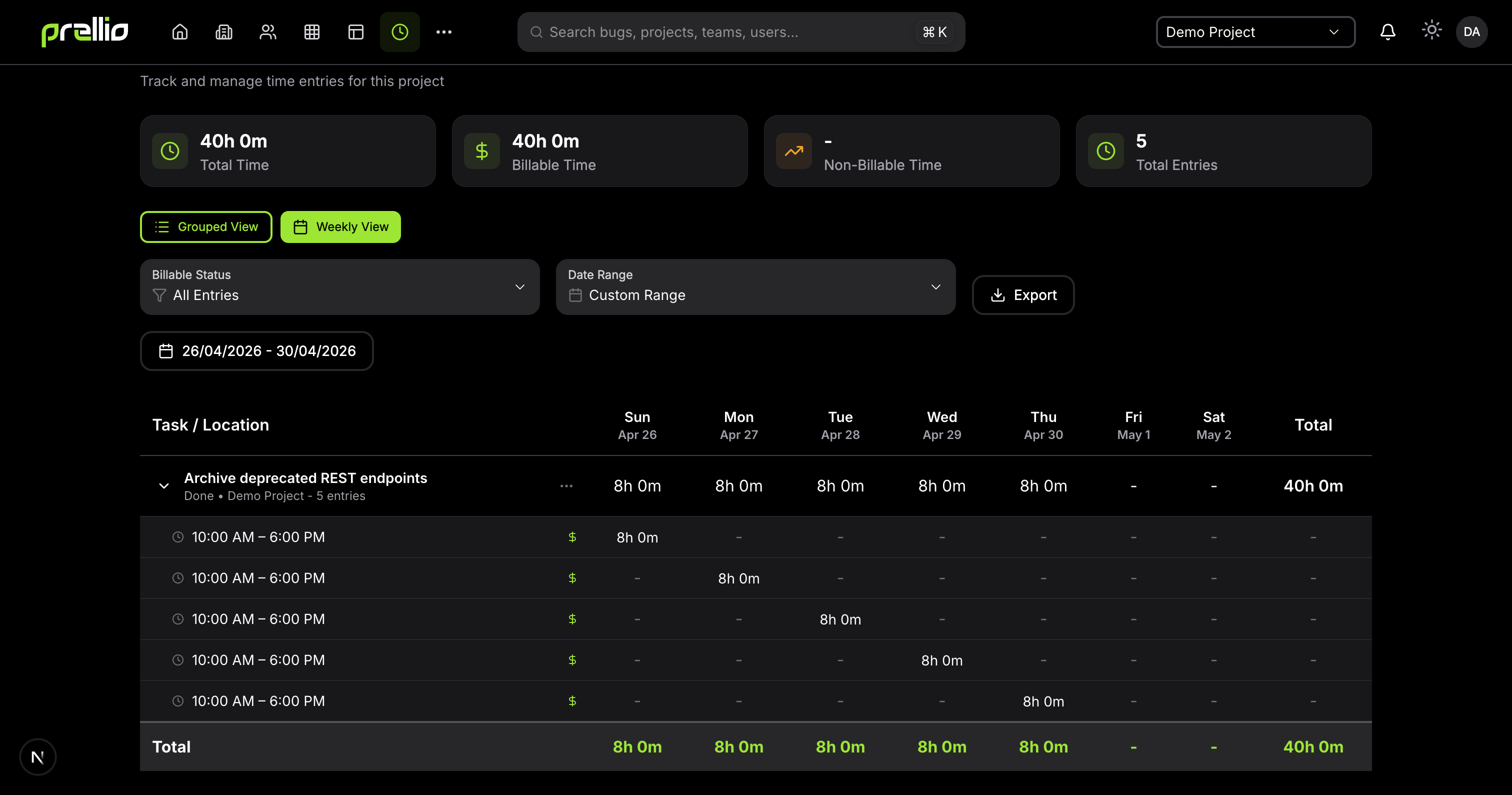 Time Tracking & Timesheets