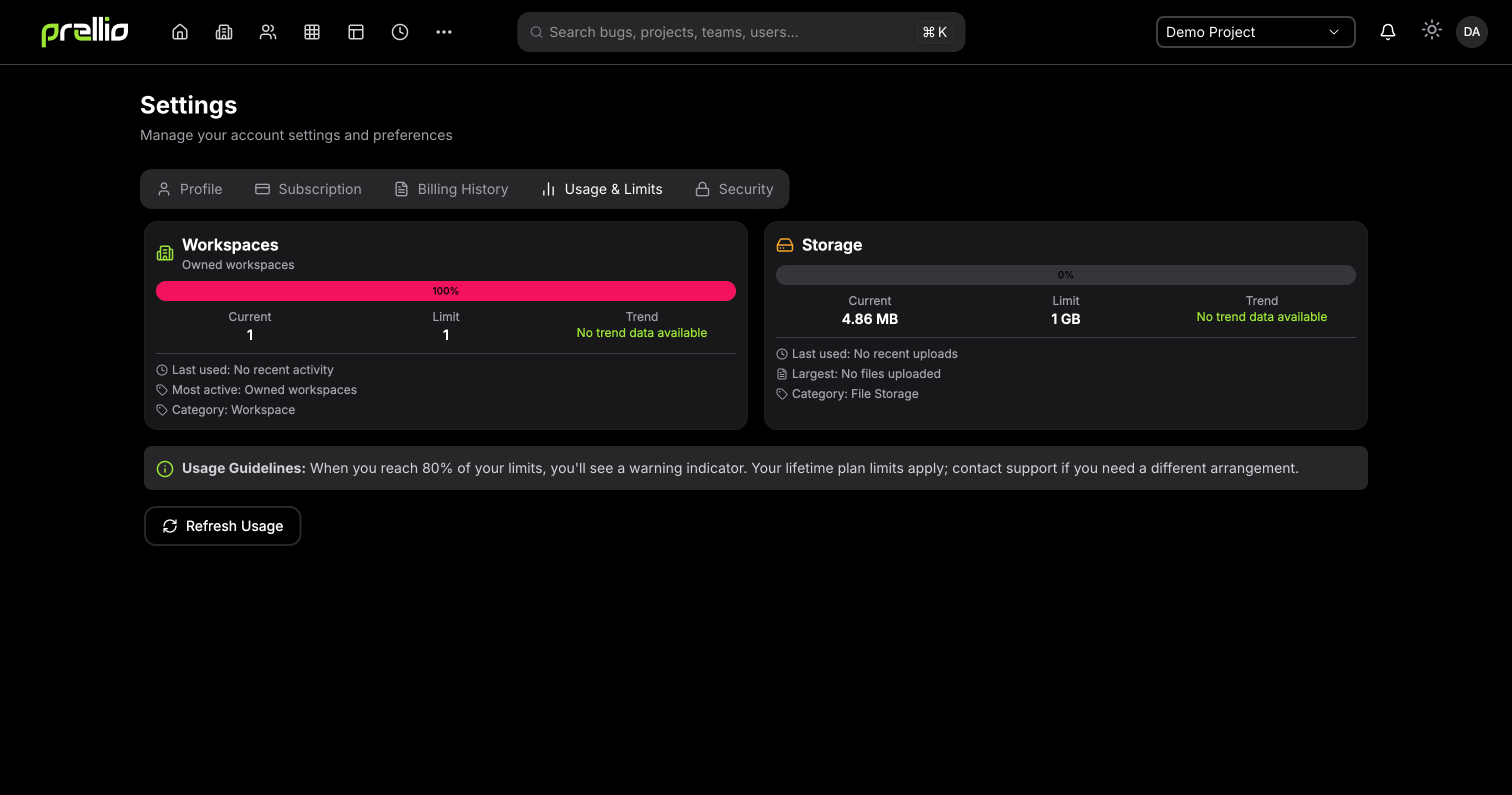 Usage Tracking